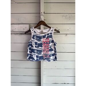 Vintage Spalding Team USA Tank Top Kids M 10-12 Red White Blue All Over Print
